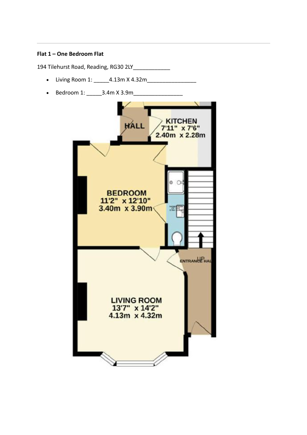 Flat 1 floor plan details